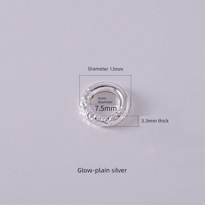 

S925 Sterling Silver Auspicious Cloud Yin and Yang Ring Ruyi Ring DIY Bracelet Necklace Carrying Strap Woven Connection Ring Silver Accessories Ruyi circle-bright face (plain silver)