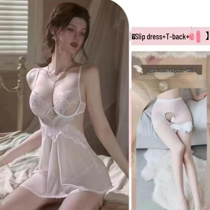 Elegant Lace Push-Up Sleep Dress: Enhances Small Chest