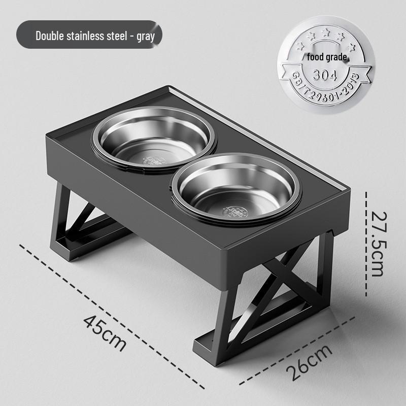 Gamelle double surélevée pour animaux de compagnie: Mangeoire pour chien et chat en acier inoxydable
