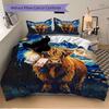 3pcs Starry Night Highland Cow Comforter Set with 1 Quilt Cover and 2 Pillowcases (No Core) - Home Decor, Festival Gift, Polyester Fabric, Anime Carto