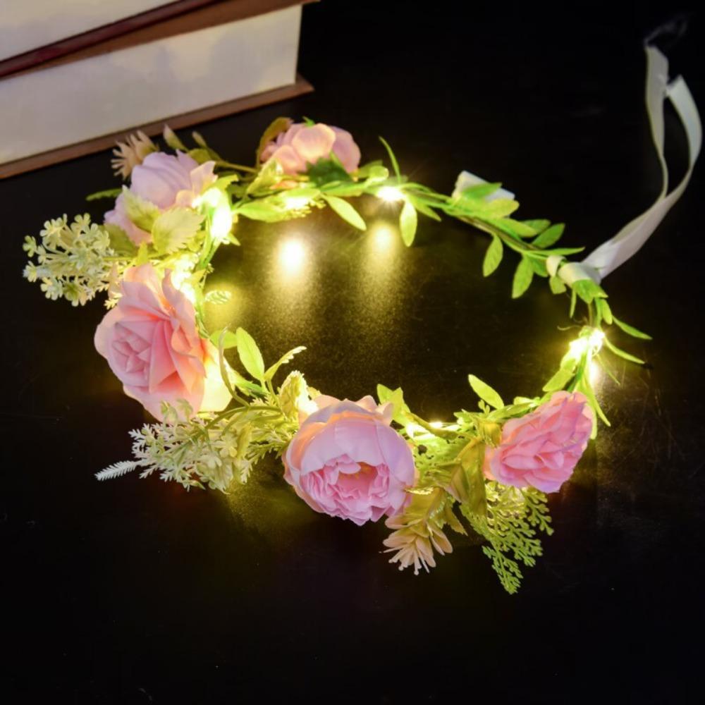 Glowing Wreath Headband Hair Hoop LED Light Garland Elegant Flower Crown Hairband  Bride