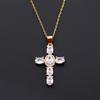 Stainless Steel Waterproof Gold Color Cubic Zirconia Cross Pendant Necklace for Women Fashion Vintage Jewelry Christmas Gift