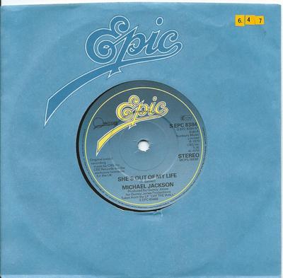 Δίσκος 7 ιντσών MICHAEL JACKSON - She's Out Of My Life SEPC8384 Epic 1980 UK Soul/Funk Μεταχειρισμένος