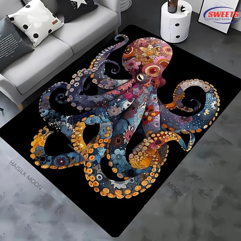 Octopus Theme Printed Rug for Living Room Large Area Decorate Carpet Non-slip Sofa Mat Modern Home Fashion Floor Mats