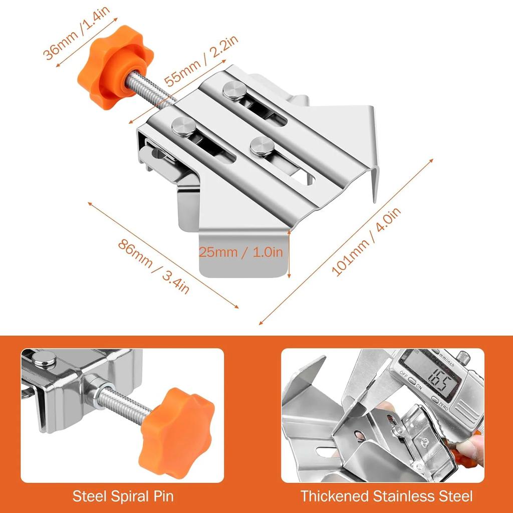 10PCS Stainless Steel 90 Degree Corner Clamp T-Shape Right Angle Clamp Woodworking Quick Locator Single Handle Corner Clamp Tool
