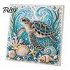 DIY Faux Pearl Painting Kit Ocean Kit, Marine Life 3D Art Coastal Wall Decor Sea Turtle Fish Picture Craft Set for Adults, Home Beach House