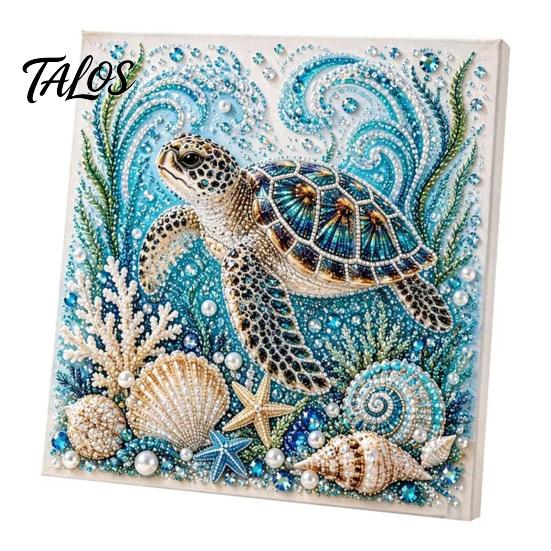 DIY Faux Pearl Painting Kit Ocean Kit, Marine Life 3D Art Coastal Wall Decor Sea Turtle Fish Picture Craft Set for Adults, Home Beach House