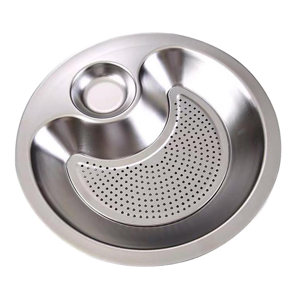 Dumpling Plate Stainless Steel Divided Platter Dinner Tray Sushi with Built in