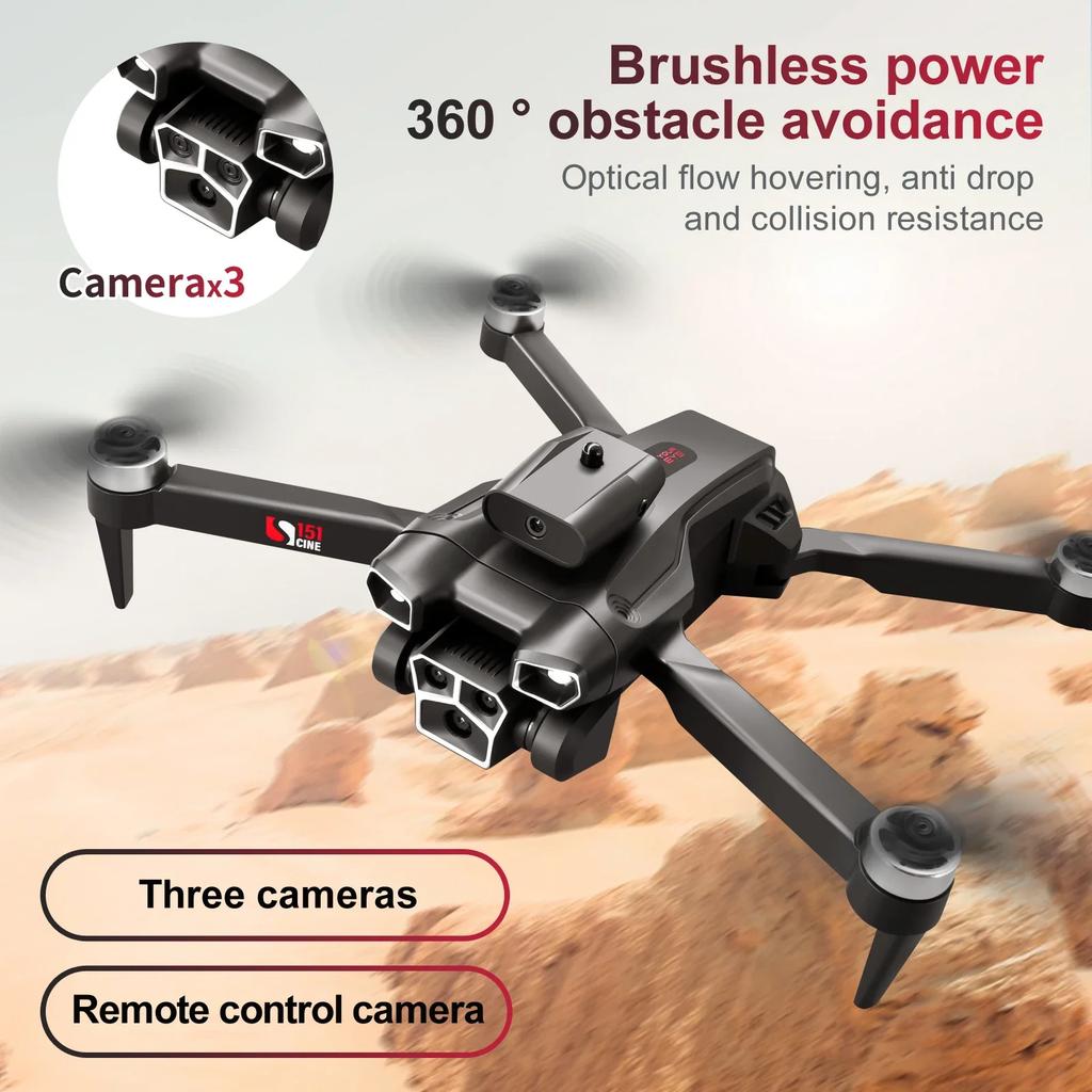 S151 remote-controlled optical flow brushless unmanned aerial vehicle with three cameras four axes obstacle avoidance drone