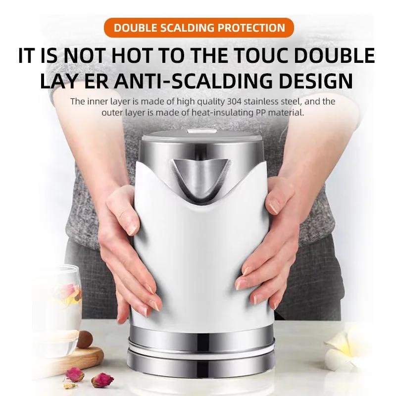 Water Boiling Kettle Double Layered Anti Scalding Kettle 110V/220V Kettle Electric Stainless Steel/Glass And 1L/2L Available