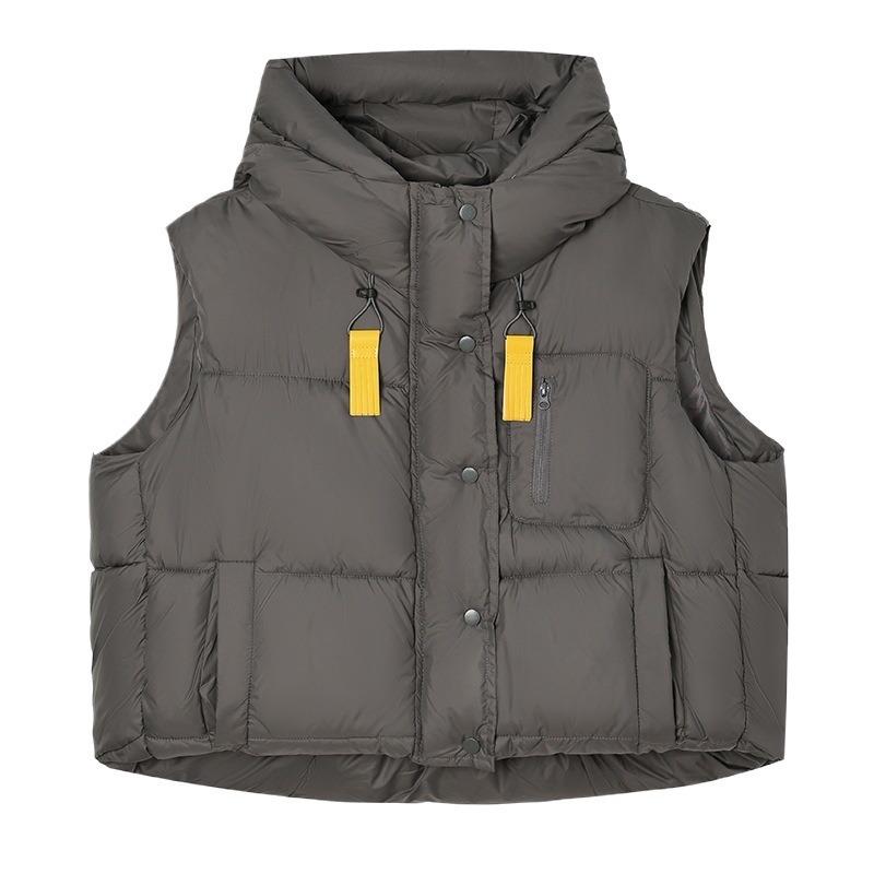 Hooded short cotton vest women's autumn and winter sleeveless jacket top vest batch