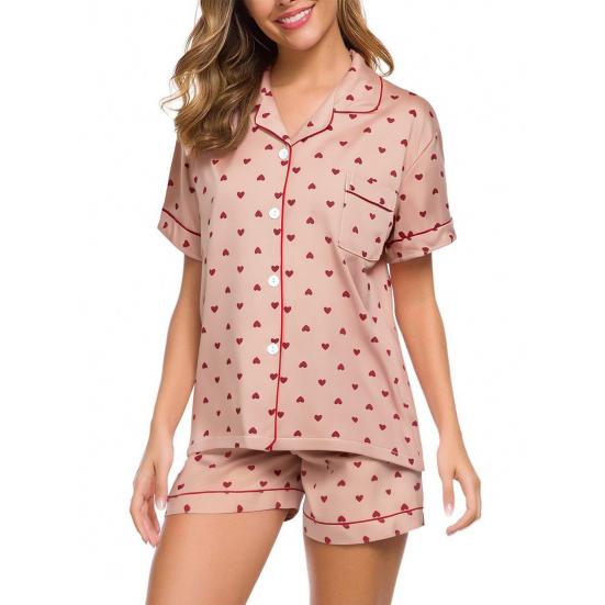 Womens Pajamas Set 2 Piece Button Down Shirts And Shorts Loungerwear Sets Ladies Summer Casual Comfy Sleepwear