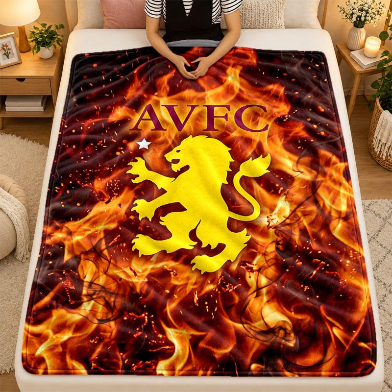 Flannel BlanketAston Villa Football Warm Soft Throw Blanket for Indoor Sofa Bed Living Room Use