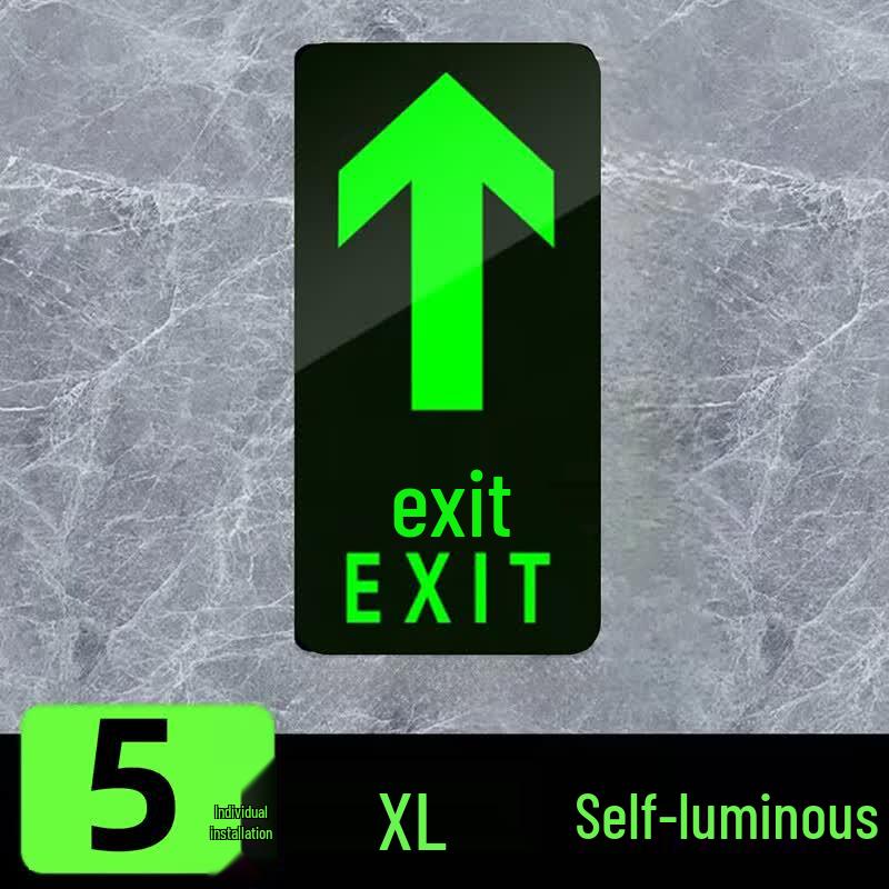 Luminous Safety Exit Go Straight Floor Decal - 5 Pack