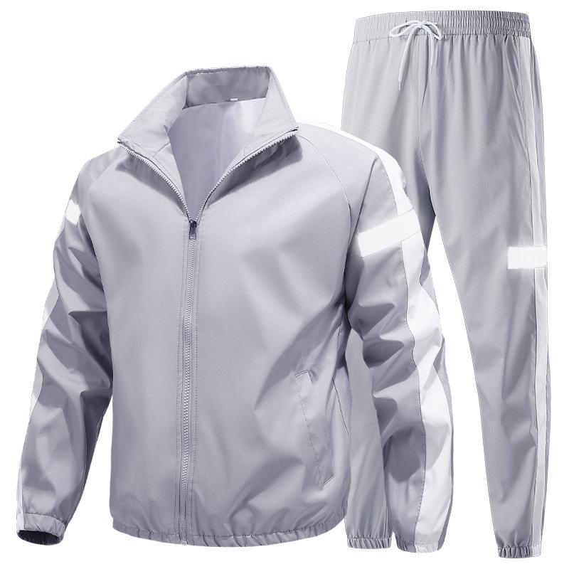 Men's Reflective Logo Two-Piece Casual Running Sportswear - Customizable for Couples