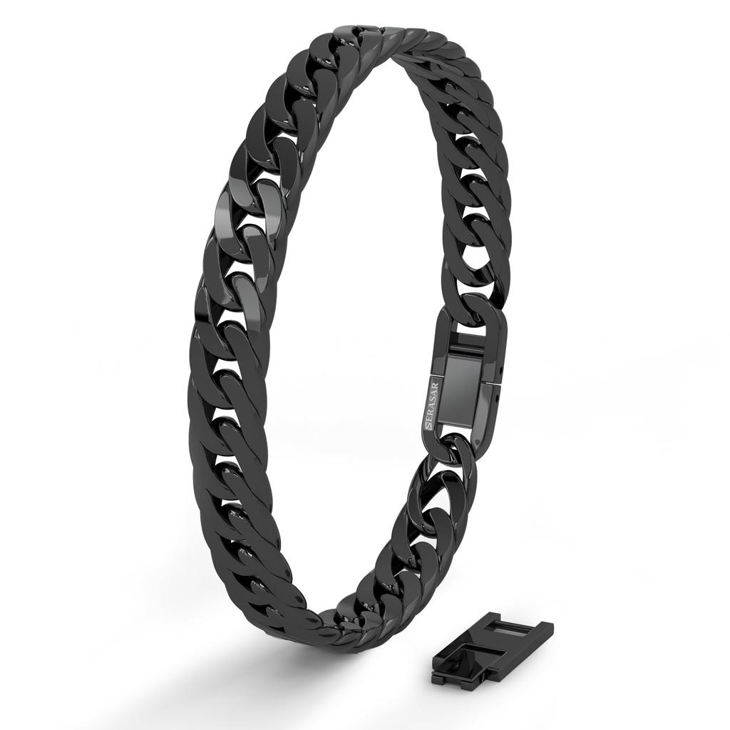 Bracelet Men Black Men Stainless Steel Bangle Bangle Jewelry Manpals La Honbre Negra Day Anniversary [SERASAR] Father's