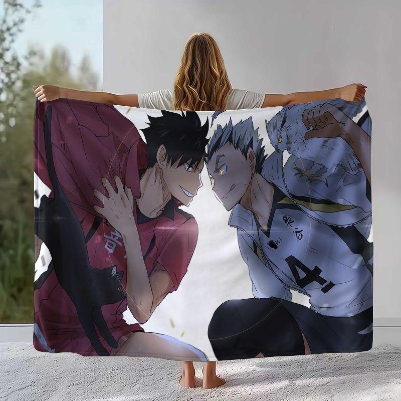 Cartoon Haikyuu Hinata Shoyo Volleyball Anime Flannel Blanket,Ultra Soft Plush Throw for Home Bedroom Bed Sofa Camping Picnic