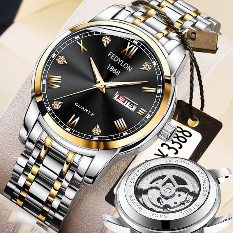 Fatilon Automatic Non-Mechanical Watch Tourbillon Luminous Waterproof Watch Men'S Pouch Drill Dial High-End Watch