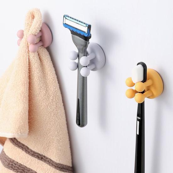 Sticky Hook No Punch with Four-Claw Design Hook Silicone Soft Claw Mold-Free Adhesive Hook for Bathroom And Desktop