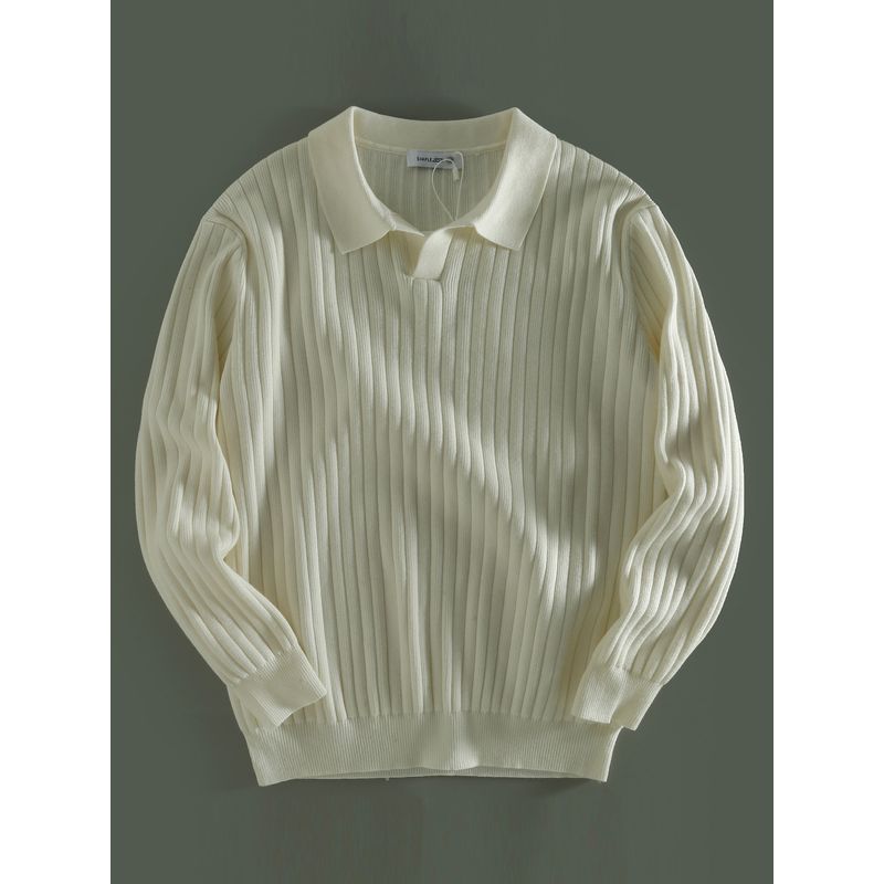 Men's Knitwear for Export, New Spring and Autumn Style, Turn-Down Collar Sweater, Casual Versatile Long-Sleeve Base Shirt for Trendy Men