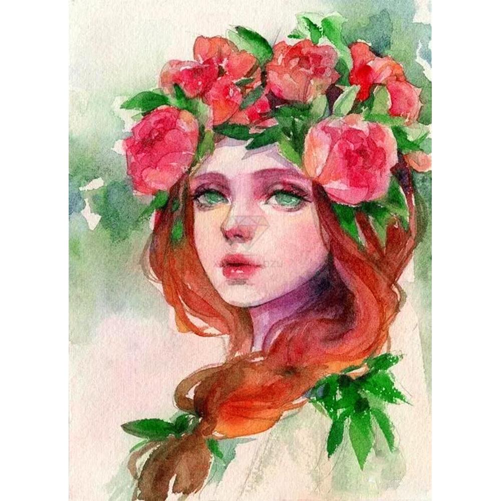 5D Diamond Painting Cartoon Girl Portrait Full Round Diamond Embroidered Mosaic Set Home Decoration