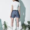 MAGOODGAN MINIT 7933 Apron Check Indigo Shorts Hot Pants