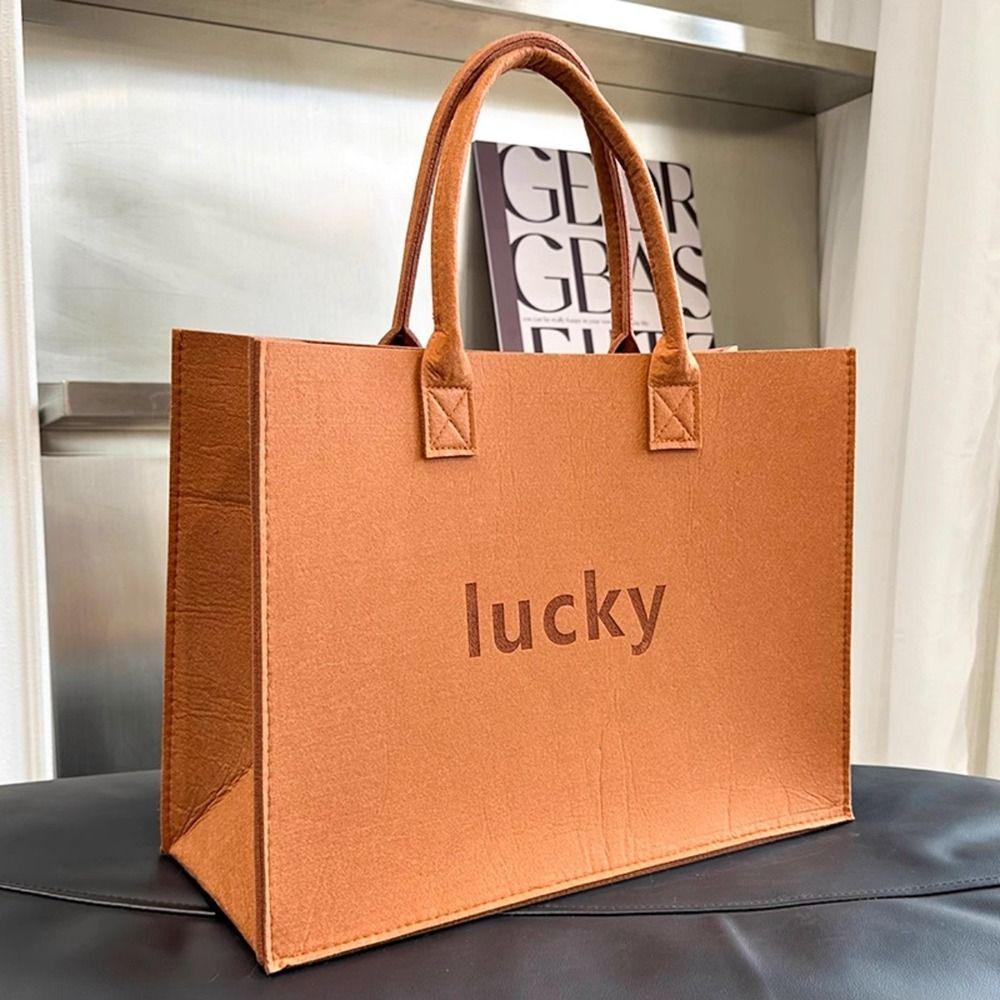 

Solid Color Felt Handbag Letter Felt Bag Casual Children кофейный