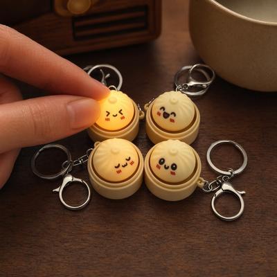 1/2Pcs Keychain Pendant, Silicone Stress Relief Toy with Bright Light, Cartoon Steamer Design Portable Vent Toy for Kids Adults