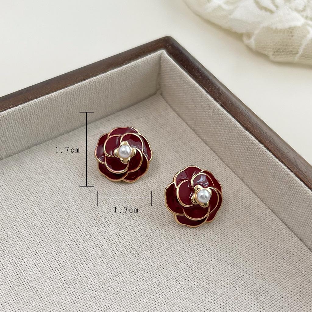Ancola Red Drop Earrings: Women's Retro Chic, Fair-Skin Enhancing, Luxury Ear Jewelry.
