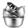 Meichu 304 Stainless Steel 4-Piece Kitchen Bowl & Drainer Set