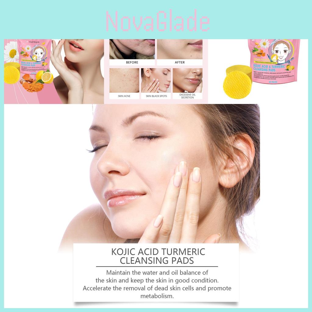 Eelhope Turmeric Cleansing Pads Gentle Hydrating Facial Skin Care For Moisturizing