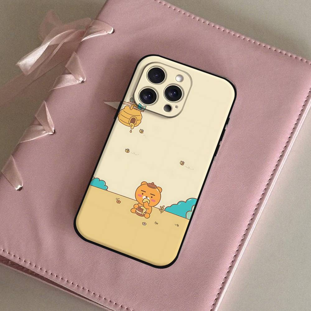 Cartoon K-kakao Cute Friends Phone Case For IPhone 1716 15 14 13 Pro Max 11 12 Mini X Xs XR Black Silicone Cover