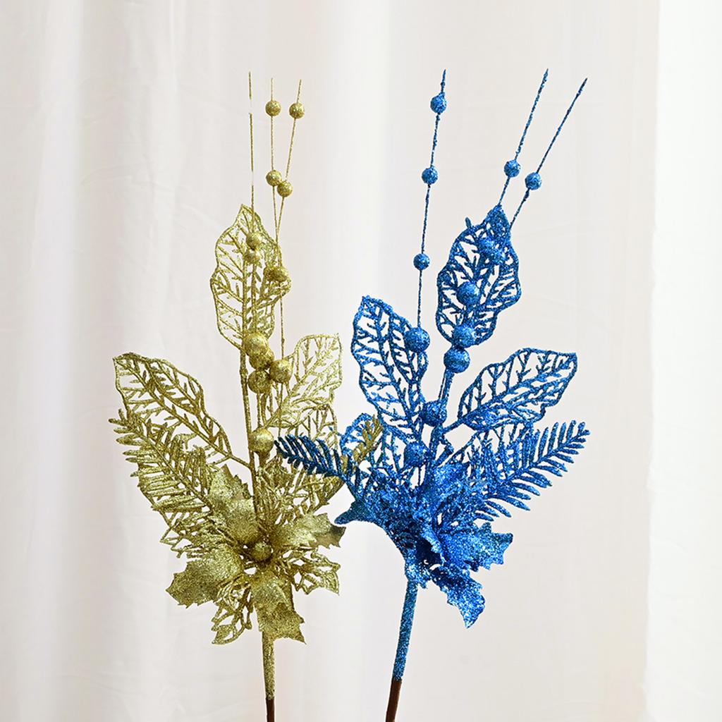 Xmas Floral Stem Multifunctional 42cm Dazzling Artificial Xmas Pick for Wedding Party Company Events