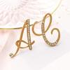 Fashion Rhinestone 26 English Letters Pin Golden Color Brooches Trend Personality Clothing Accessories Women Gifts