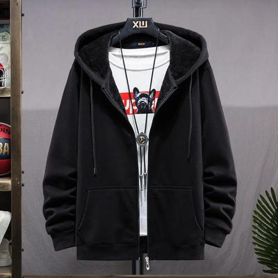 Frühling und Herbst Herren große Größe lose Plus samt dicke Kapuze Strickjacke Sweatshirt