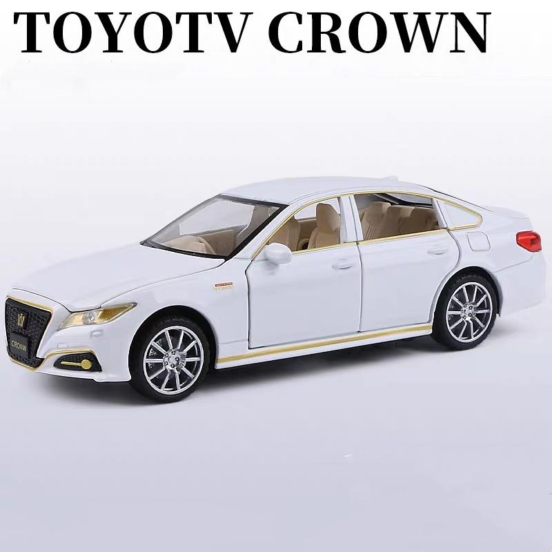 

1/32 Toyota Crown Alloy Luxury Sedan Модель автомобиля Литая металлическая игрушка Высокая имитация Звук и свет Инерционный механизм Коллекционные предметы Подарок детям белый