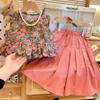 Conjunto de Ropa de Verano para Niñas: Conjunto Fresco de Dos Piezas: Top sin Mangas con Estampado Floral + Pantalones Falda