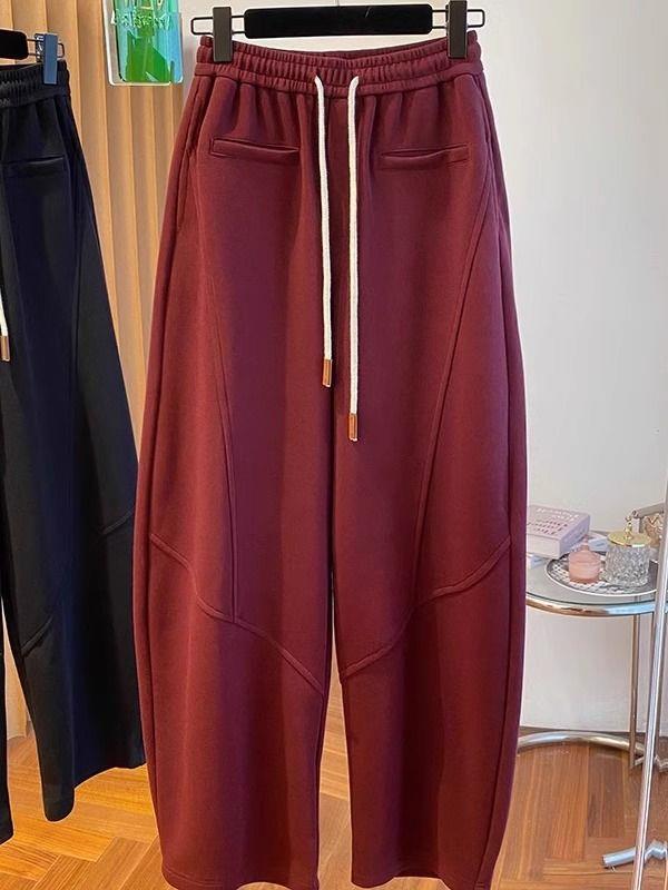 Graue Damen-Hose mit geschwungenem Bein: Frühling 2026, Lockere Haremshose mit hoher Taille zur Kaschierung von Problemzonen, Sichelform