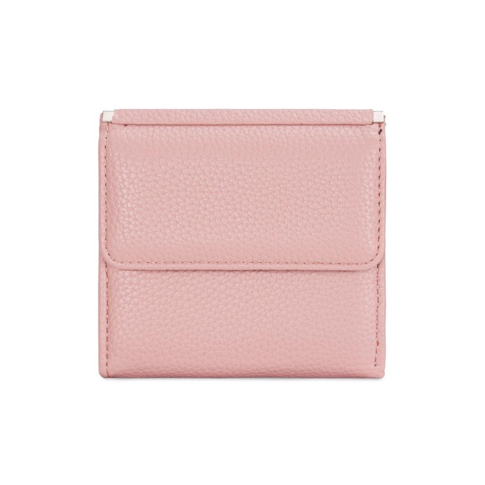

Leather Material Short Wallet Magnetic Closure Large Capacity Bifold Wallet Multiple Card Slots Solid Color Coin Purse Women розовый