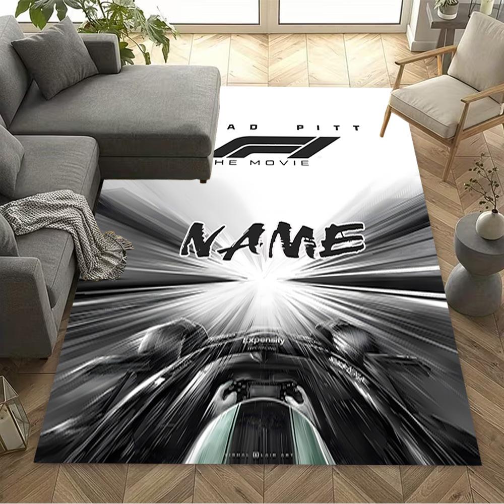 Thrills F1 Racing Personalized Text Area Rug Design for Playrooms Study Room Bedrooms Entryway Anti-slip Rug Anime Office Decor Wedding Party Gift