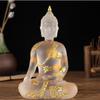 Gjennomsiktig sittende Buddha-statue Zen-gest Thai Buddha-harpiksfigur Skulptur Hjemmekontor Feng Shui dekorasjon Ornament