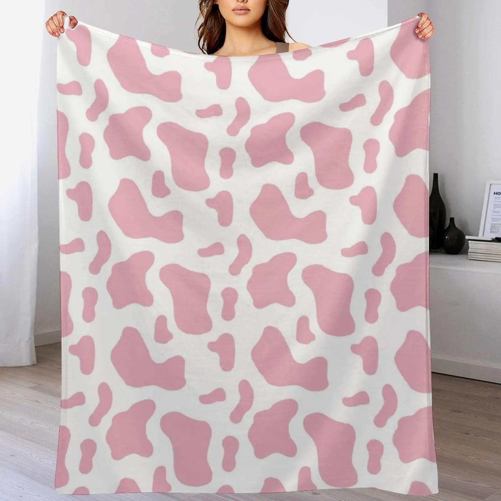 Pink Cow Throw Blanket Thin Soft Blanket for Summer Night Sleeping 102x76cm(40x30in)