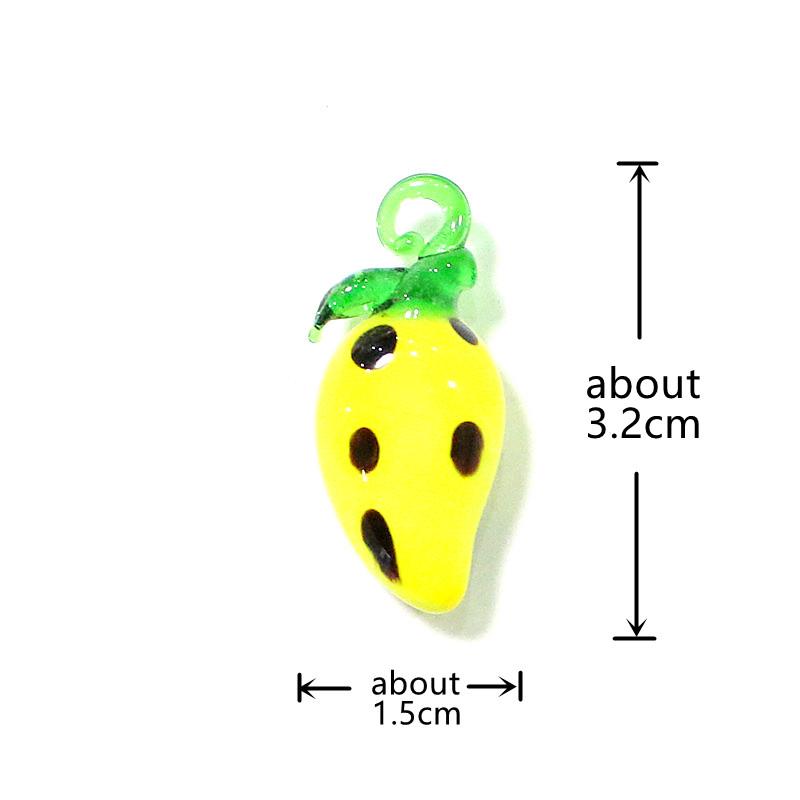 2Pcs Colorful Tiny Mango Charms Glass Pendant Cute Mini Fruits Ornaments DIY Craft Supplies Perfect Gifts for Handmade Lovers