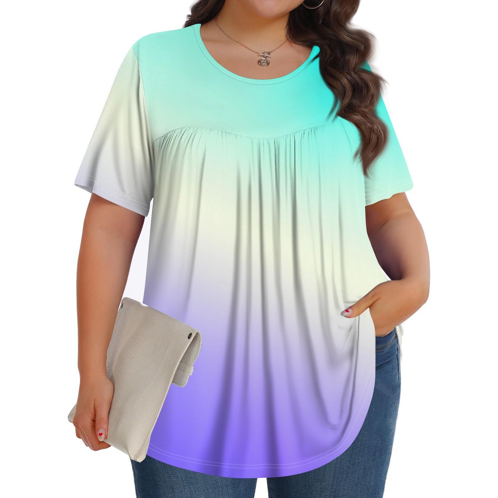 Женский модный повседневный топ с круглым вырезом и короткими рукавами с принтом — фото 8