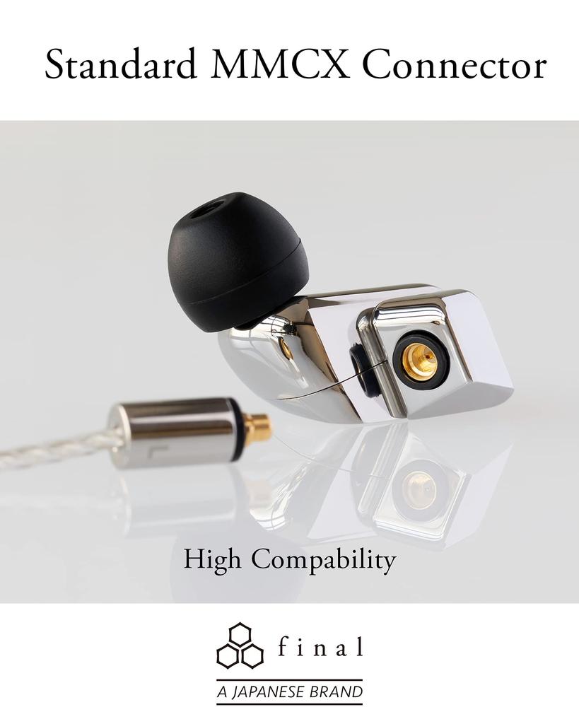 final C106 Silver Cord High Transmission MMCX TRS Cable, High-Purity OFC, Speed, (3.5mm 3-pole)