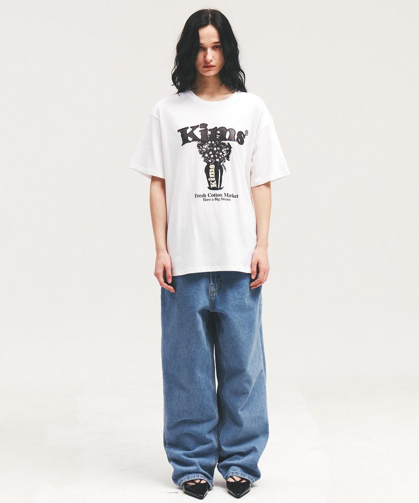 Kimseupeulesikoteunmakes (Unisex) Popcorn Flower Tee White