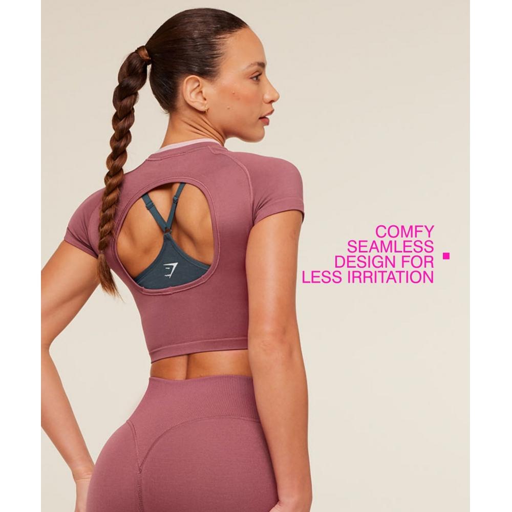 Gymshark Interval Seamless Short Sleeve Crop Top Reset Pink Light Pink B6b1k Kd 