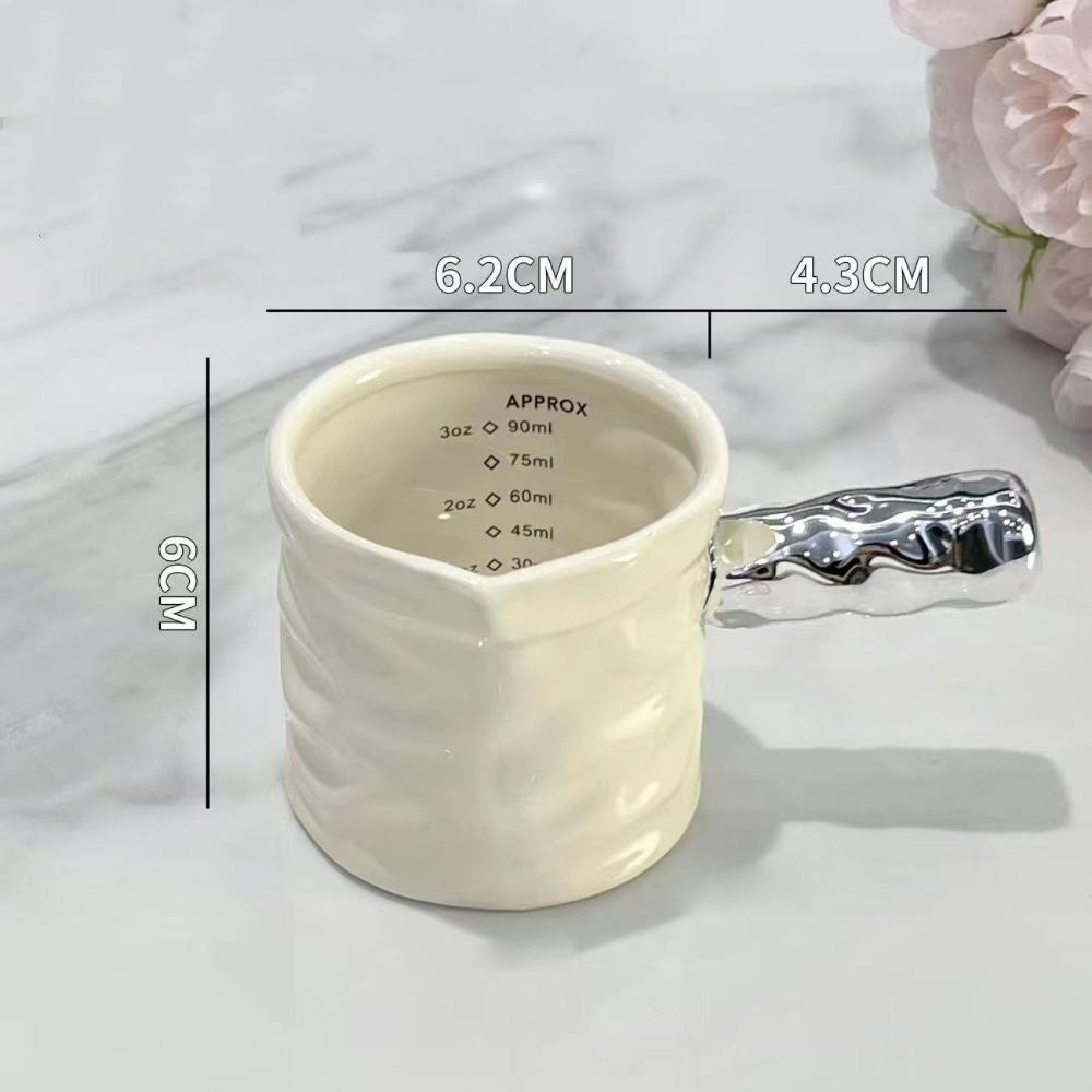 New 90ml Milk Jug with Scale Ceramic Coffee Extraction Cup with Handle Measuring Cup Home Restaurant