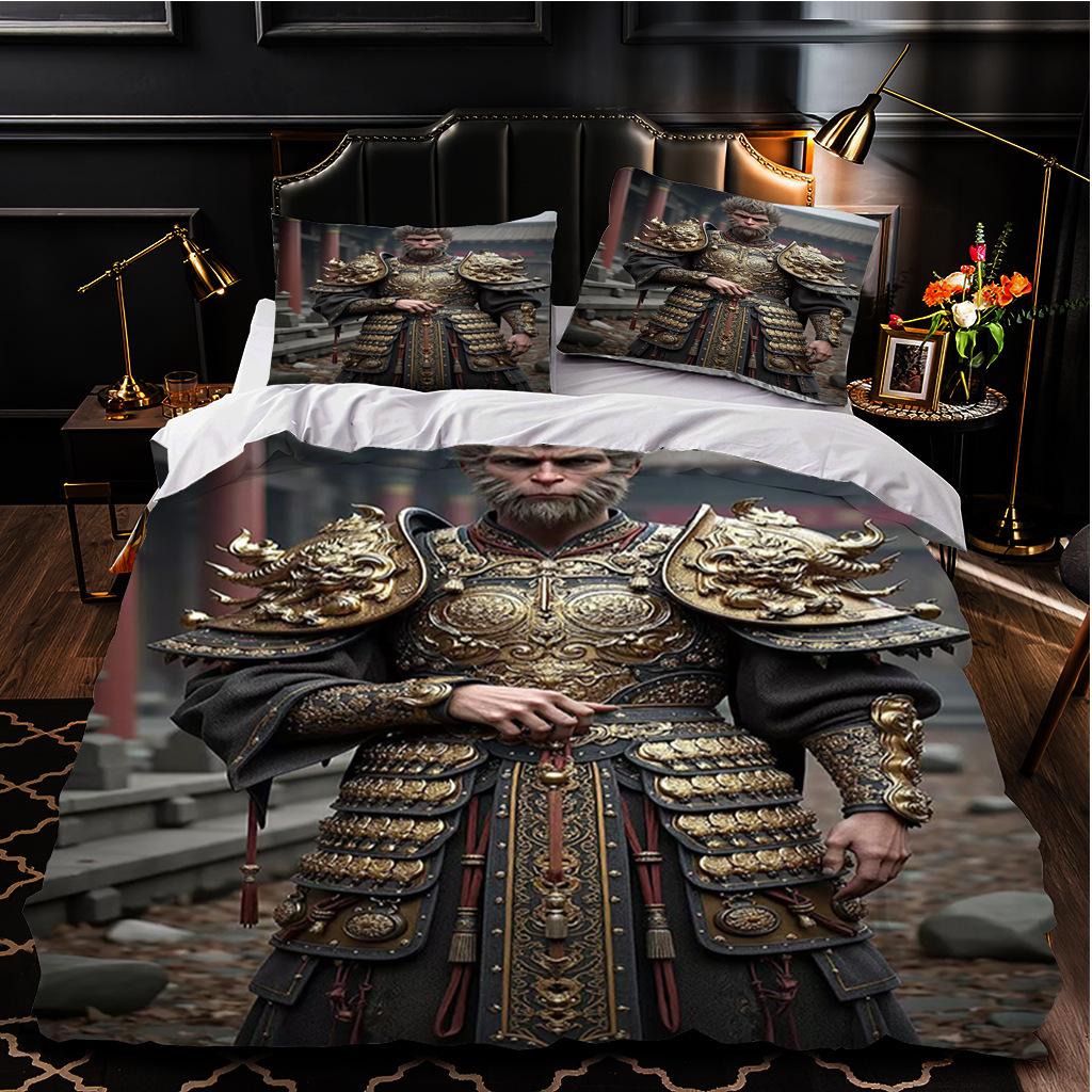 Black Myth Wukong Series Bedding Three-Piece Home Textile 3D Digital Printing