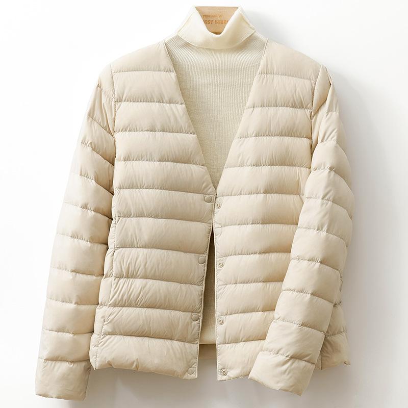 New national standard down liner light down jacket women's short collarless autumn and winter thin white duck down light inner wear